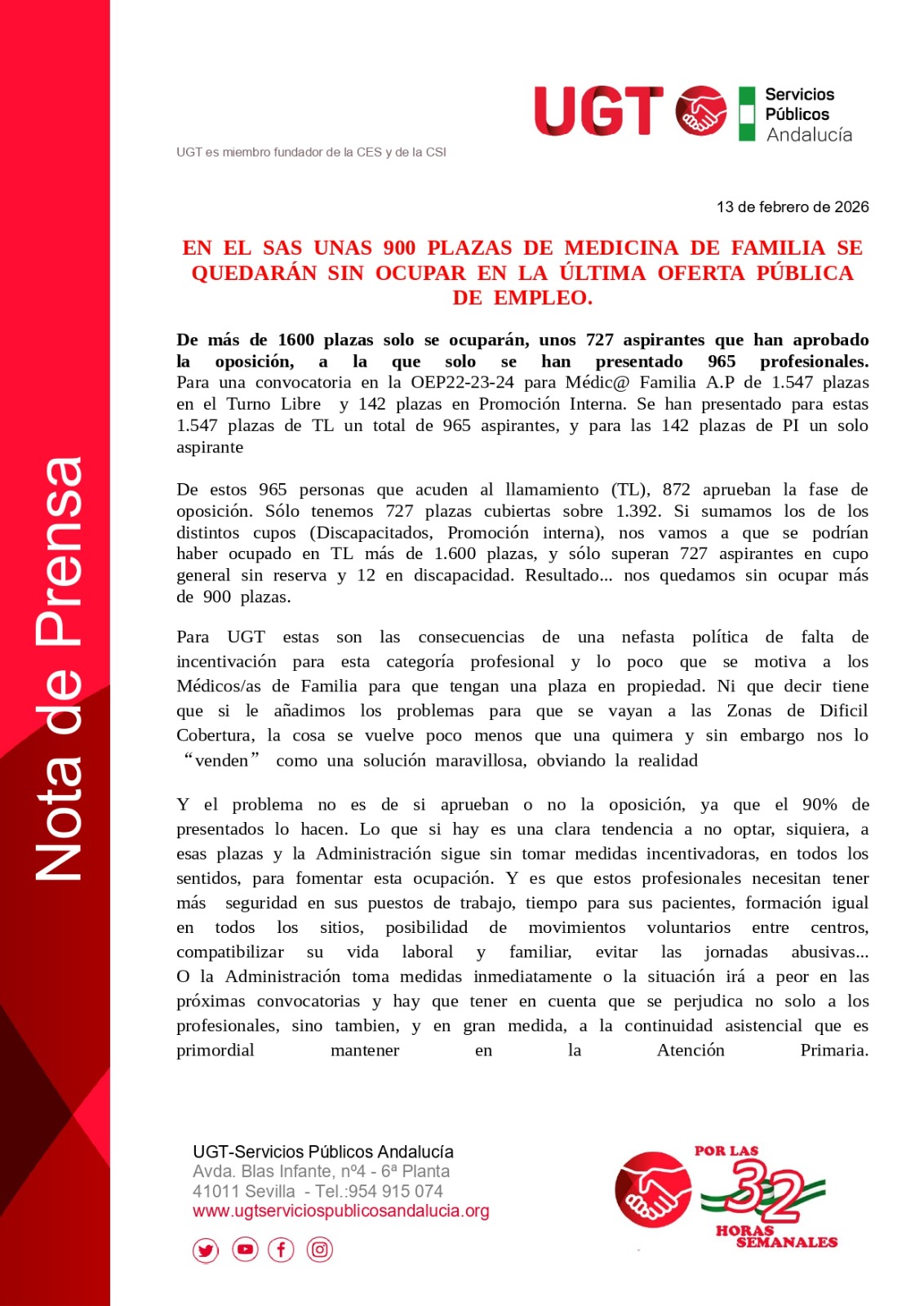  2025 02 10 NP PLAZAS SOBRAN MÉDICO A